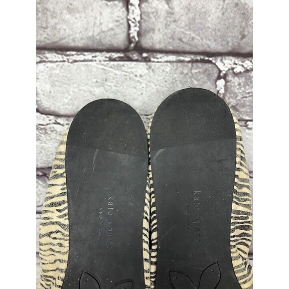 Kate Spade Zebra Print Ivory Black Stripe Patent Bow Ballet Flats Women Sz 8M US - Picture 14 of 16